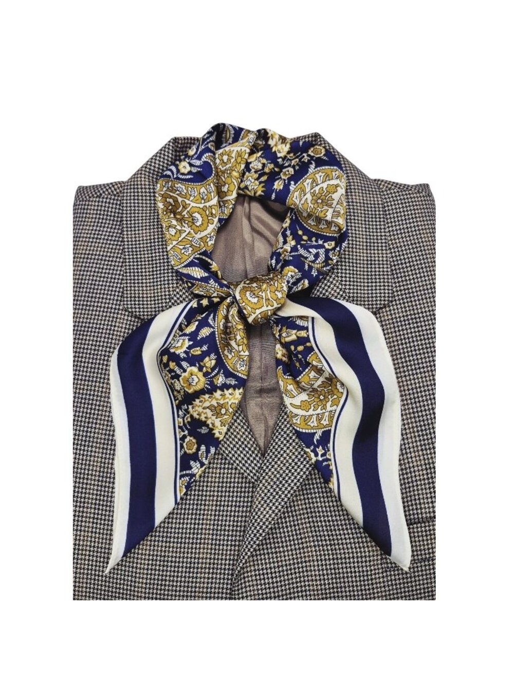 ⭐Elegant Bandana Square Scarf Silky Satin Blue Brown Floral Paisley Versatile